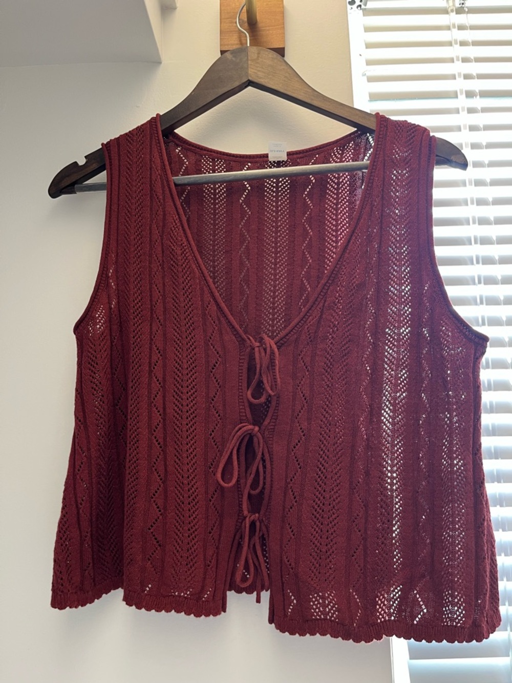 Old Navy Burgundy Open-Knit Tie-Front Vest
